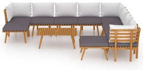 11 pcs conjunto lounge de jardim com almofadões acácia maciça