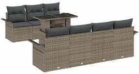 Conjunto de Sofá de Jardim com 8 Peças e Almofadas Cinzas em Rattan Si