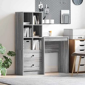 vidaXL Mesa com Armazenamento Cinza Sonoma Madeira Composta