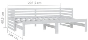 Estrutura sofá-cama de puxar 2x(90x200) cm pinho maciço branco