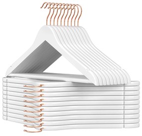 Cabides de casaco em madeira maple com recortes para ombros | SONGMICS | 44,5 x 1,2 x 23 cm | branco | CRW001W01.