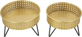 CONJUNTO DE 2 PORTA-VASOS BOSSY DOURADO E PRETO Ø 20,5X13-18X13 CM (PLANTAS NÃO INCLUIDAS)