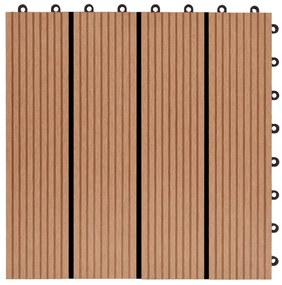 Ladrilhos de pavimento 11 pcs WPC 30x30 cm 1m² cor de teca