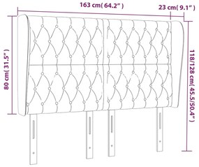 Cabeceira cama c/ abas tecido 163x23x118/128 cm cinzento-claro