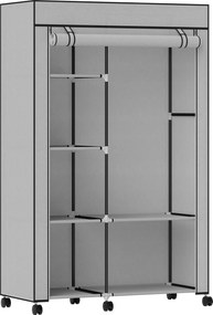 HOMCOM Roupeiro de Tecido Dobrável com 6 Prateleiras 1 Barra de Pendurar e Rodas para Dormitório Vestidor 103x43x162,5 cm Cinza | Aosom Portugal