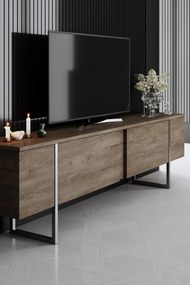 Conjunto de Mobiliário de Sala de Estar Luxe – Nogueira e Prateado – M