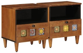 vidaXL Armário de Cabeceira com gaveta 2 pcs Castanho 40 x 33 x 46 cm