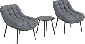 Outsunny Conjunto de Jardim Exterior em Resina Trançada 2 Pessoas Conjunto de Móveis de Jardim Almofadas de 15 cm de Espessura Cinza | Aosom Portugal