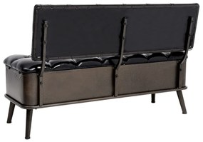 Banco de arrumação com encosto 110 cm couro artificial preto