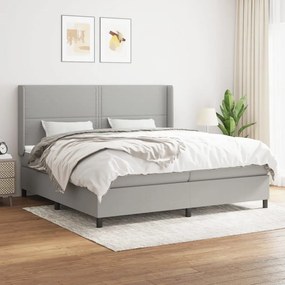 vidaXL Cama com molas/colchão 200x200 cm tecido cinza-claro