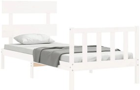 Cama sem colchão 90x200 cm madeira de pinho maciça branco