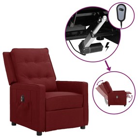 vidaXL Poltrona elétrica reclinável tecido vermelho tinto
