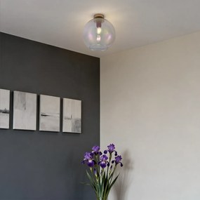 Plafon Art Deco dourado com vidro arco-íris - Sandra