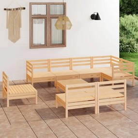 vidaXL 9 pcs conjunto lounge de jardim pinho maciço