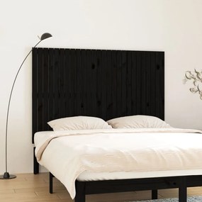 vidaXL Cabeceira de parede 166x3x110 cm madeira de pinho maciça preto