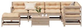 vidaXL 8 pcs conjunto lounge de jardim c/ almofadões pinho maciço