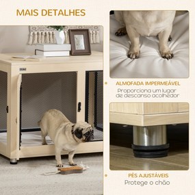 PawHut Gaiola para Cães de Madeira Mesa de Centro 94x60x71,5cm Móvel c