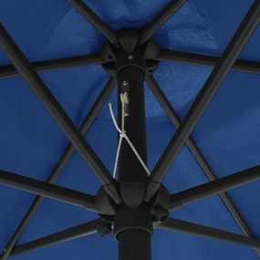 Guarda-sol jardim c/ luzes LED/poste alumínio 270 cm azul-ciano