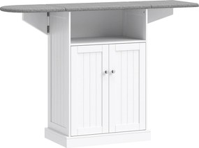 HOMCOM Armário de passar com rodas, tábua de passar com tampo dobrável, 131 x 37 x 89,5 cm, branco | Aosom Portugal