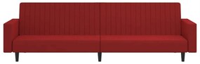 Sofá-cama de 2 lugares veludo vermelho tinto