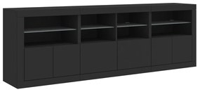 Aparador com luzes LED 202x37x67 cm preto