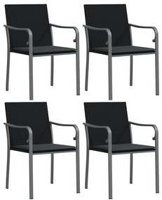 5 pcs conjunto de jantar p/ jardim c/ almofadões vime PE e aço