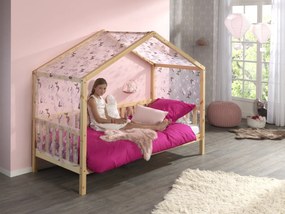 Conjunto Cama infantil de Casa DALLAS Com Ripas 90x200 com cortinados NATURAL