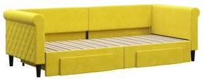 Sofá-cama com gavetão e gavetas 80x200 cm veludo amarelo