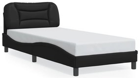 Estrutura de cama c/ luzes LED 90x190 cm couro artificial preto