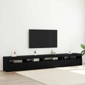 Conjunto de Cabinet de TV vidaXL 3 Peças com Luzes LED Carvalho Preto Madeira Engenheirada
