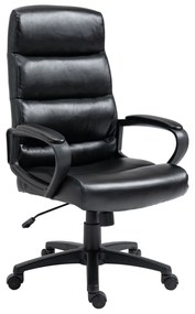 Vinsetto Cadeira de Escritório Giratória Cadeira de Escritório Ergonómica com Altura Ajustável Apoio para os Braços Alto Acolchoado de Couro Sintético 66x66x107-114cm Preto