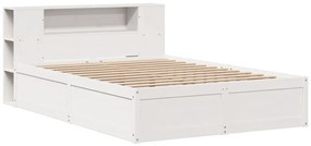 Cama sem colchão 140x190 cm madeira de pinho maciça branco