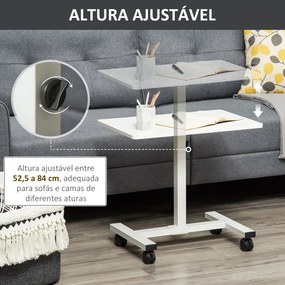 HOMCOM Mesa Auxiliar com Rodas Mesa Lateral para Sofá ou Cama com Altu