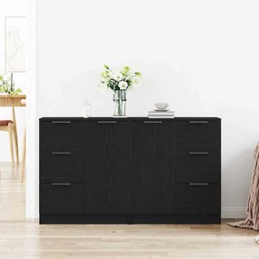 Buffets 2 pcs Madeira de Carvalho Preto 60x30x70 cm Madeira engenheira