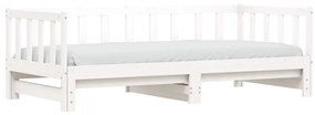 Sofá-cama com gavetão 90x200 cm madeira de pinho maciça branco