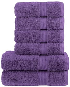 6pcs Conjunto toalhas banho premium SOLUND 600 gsm roxo
