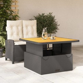 vidaXL 2 pcs conjunto de jantar p/ jardim c/ almofadões vime PE preto
