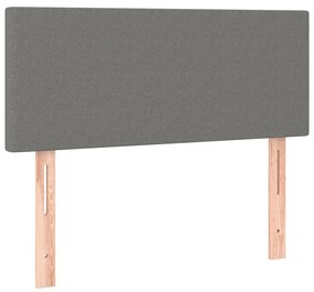 Cabeceira de cama c/ luzes LED tecido 90x5x78/88cm cinza-escuro