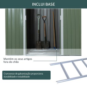 Abrigo de Jardim Metálico – 213x130x173 cm – Com Porta de Correr, Vent