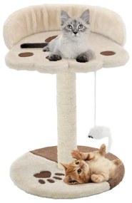 vidaXL Árvore p/ gatos c/postes arranhadores sisal 40 cm bege/castanho