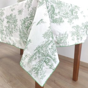 Toalha de Mesa Linho COL Toile de Jouy Green Beijinho