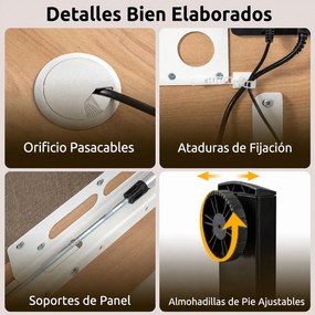 Secretária Elétrica para Escritório, 140 x 60 x 72-118 cm, Regulável com 3 Memórias, Natural + Branco