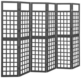 Biombo/treliça 6 painéis abeto maciço 242,5x180 cm preto