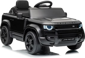Carro elétrico para Crianças 12V 4x4 Land Rover Defender Rodas de espuma EVA, Assento Couro ecológico, Controlo remoto Preto