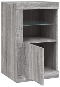 Móveis de apoio c/ LEDs 2 pcs derivados madeira cinza sonoma