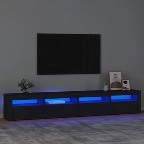 Móvel de TV com luzes LED 240x35x40 cm preto