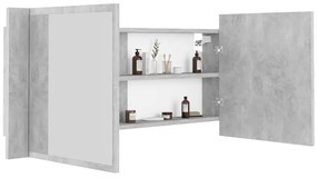 Armário espelhado casa de banho LED acrílico cinza cimento