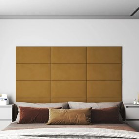 vidaXL Painel de parede 12 pcs 60x30 cm veludo 2,16 m² castanho