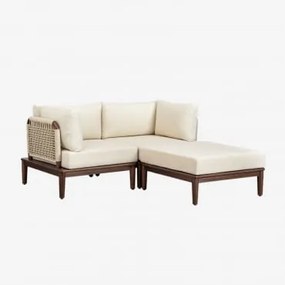 Sofá De Jardim Modular De 2 Peças Com 2 Poltronas De Canto E Pufe Em Madeira De Acácia Giulia Crema - Sklum