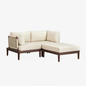 Sofá Modular De Jardim De 2 Peças Com 2 Poltronas De Canto E Puff Em Acácia Giulia Castanho-acácia Escuro - Sklum